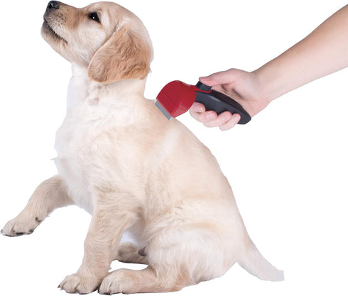 Penn-Plax ComfyGroom Deshedding Brush for Dogs or Cats, Quick and Easy Grooming, Comfortable, Simple Push Button Cleanup