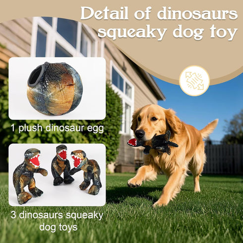 IFOYO Squeaky Dog Toys, Dinosaur Puppy Toys, Plush Interactive Dog Toys for Small Medium Dogs, Enrichment Hide and Seek