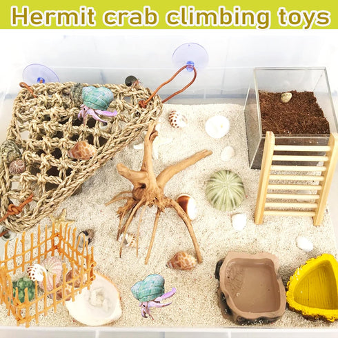 Delllala Hammock Hermit Crab Ladder Climbing Toy|Hermit Crab Decoration Tank AccessoriesReptile Habitat Decor