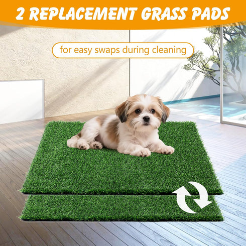 Tray,30x20 2-Pack Dog Grass Pad with in Dogs Potty Tray with Upgraded Replacement Artificial Grass,Dog Litter Box