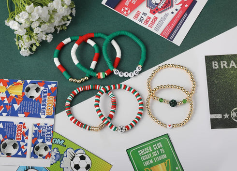 Poasrelax Set 7pcs World Soccer Game-day Cup Bracelet Stack