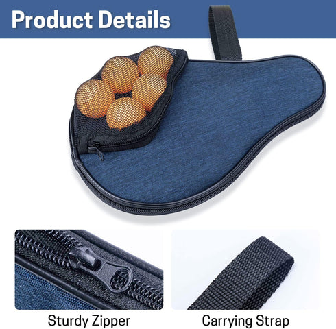 VISEMAN Table Tennis Racket Cover, Portable Waterproof Paddle Case to Hold 2 Paddles and 5 Balls