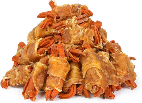 MON2SUN Rawhide Free Dog Treats, Chicken Wrapped Carrot Snacks, Healthy and Natural