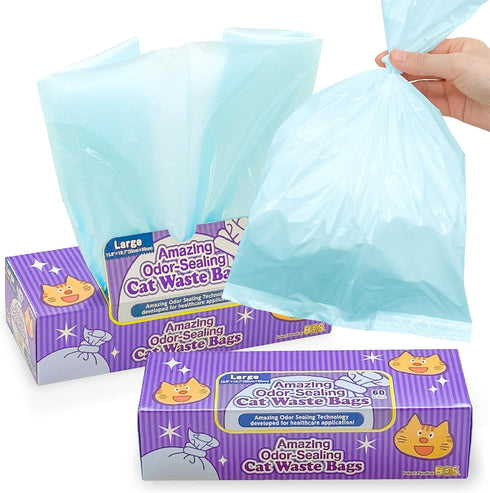 BOS Amazing Odor Sealing Cat Waste Disposal Bags - Durable, Unscented[Size: L,