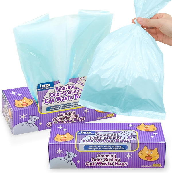 BOS Amazing Odor Sealing Cat Waste Disposal Bags - Durable, Unscented[Size: L,