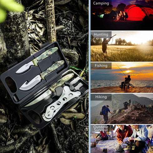 GVDV Hunting Knife Set, Deer Hunting Gear Butcher Game Processor Set with 6 Pieces for Field Dressing