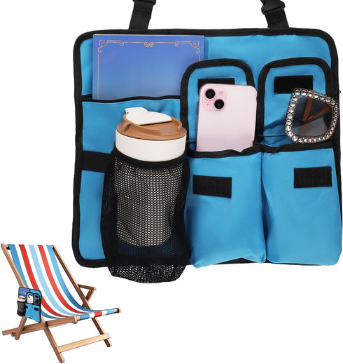 lasuroa Beach Chair Cup Holder Attachment, Beach Chair Drink Bracket 4 Pockets Phone