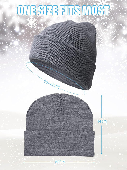 Foaincore 24 Pcs Roll Up Edge Skullcap Beanie, Women's Men's Warm Winter Hats, Lightweight Acrylic Knit Cuff Beanie