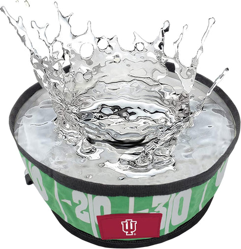 NCAA INDIANA HOOSIERS Collapsible Dog Travel Bowl - Food and Water Bowl for Dogs & Cats - Portable Leak-Proof Pet Bowl