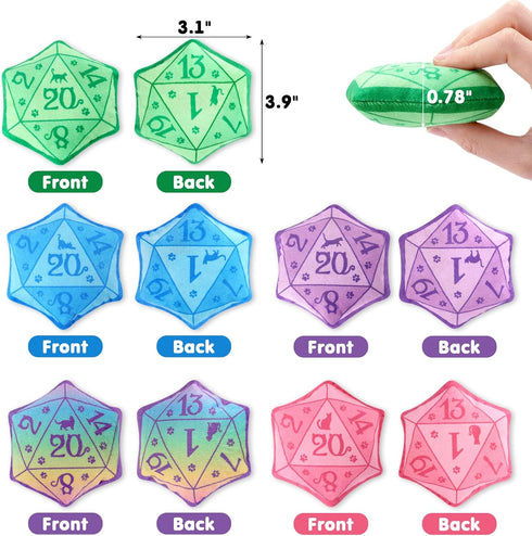 CiyvoLyeen D20 Dice Catnip Toy, Interactive Plush Catmint Toy for DND Role Playing, Set of 5