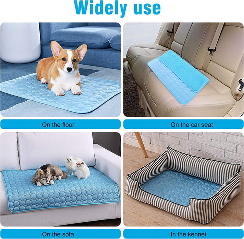 Cooling Mat for Dogs Cats, Upgraded Self Cooling Mat Pad Blanket, Reusable Ice Silk Dog Cooling Pad, Washable Soft