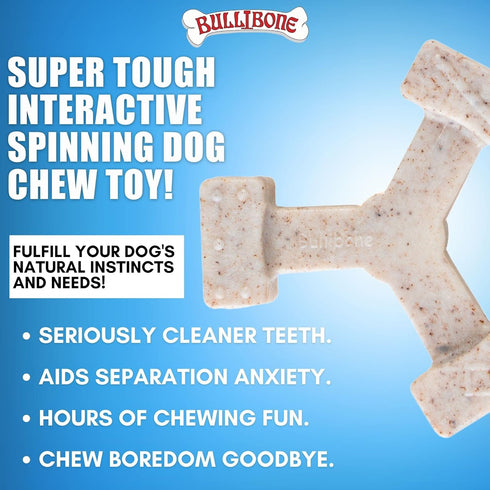 Bullibone Nylon Dog Chew Toy - Spin-a-Bone Interactive Toy that Improves Oral Health