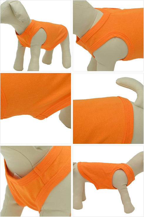 2018 Pet Clothes Dog T-Shirt Tanks Vests for Small Medium Large Dogs, 100% Cotton Summer Vest, Classic (L, Orange)