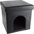 Cat House Collapsible Multipurpose Small Dog or Cat Ottoman with Footrest, Cushioned Top, and Interior Pillow by