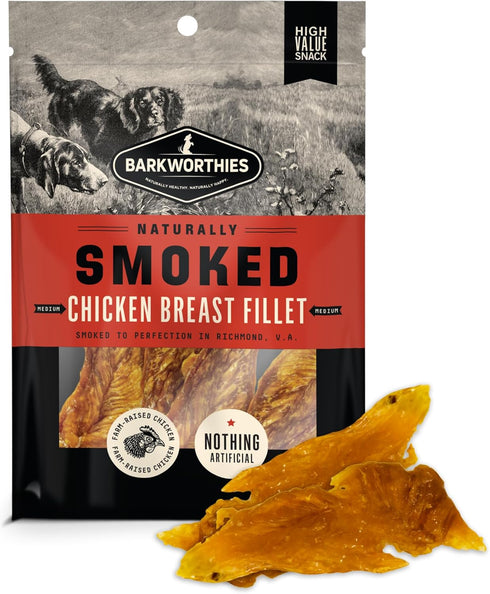 Barkworthies USA Hickory Smoked Chicken Jerky Dog Treats, 4 oz, All Natural, High Protein Real Chicken Breast