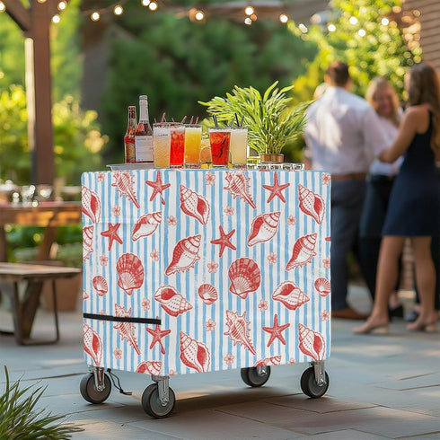 Xumfabuy 80 Cooler Cover, Conch Print Outdoor Bar Cart Cover Compatible with Most Quart Patio Cooler Cart, Ice Chest
