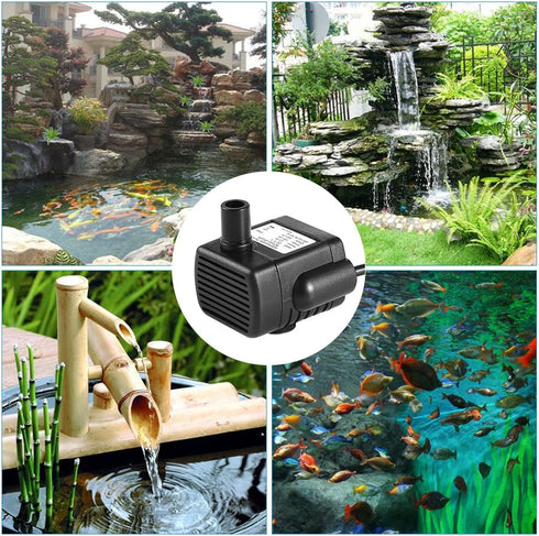Mini USB Fountain Pump - Compact Submersible 5V Water Pump for Small Pond, Fish Tank, Long Cord, 180L/H (Black)