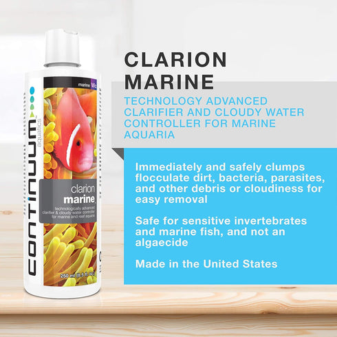 Continuum Aquatics Clarion Marine - Advanced Water Clarifier for Cloudy Marine Saltwater Aquariums, 250-ml