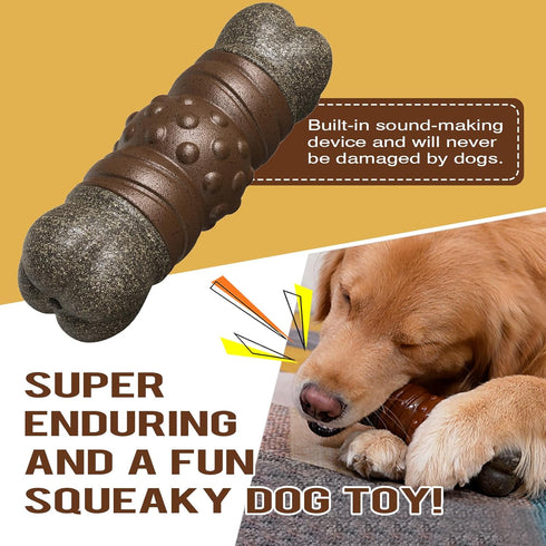 Dog Chew Toys for Aggressive Chewers, Tough Squeaky Interactive Toy for Medium/Large Dogs