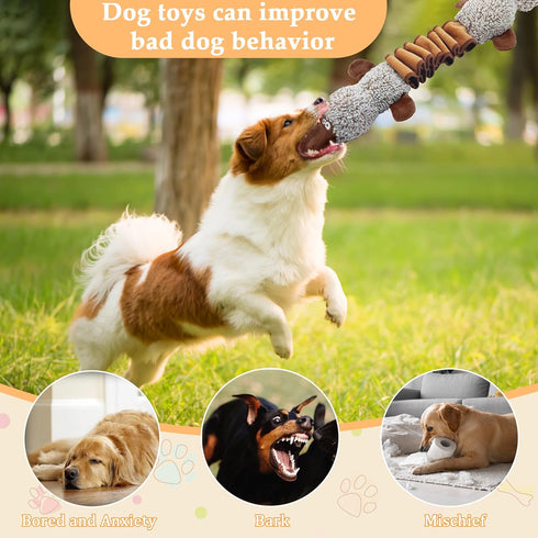 Qiiiiian Squeaky Dog Toys, Stuffed Large Dog Toys to Keep Them Busy, Interactive Plush Chew Toys with Crinkle Paper