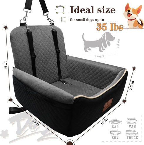 2 1 35 lbs,Adjustable Dog Car Seat Bed in for Small/Medium Dogs up to Safety Leashes,Memory Foam with Soft Fabric Pets