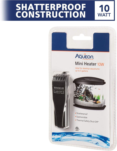 Aqueon Mini Flat Heater – Submersible Small Aquarium Heater for up to 5 Gallon Aquariums, 10 Watts