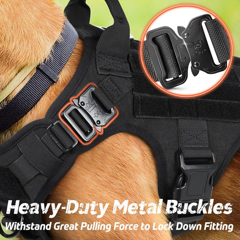 rabbitgoo Tactical Dog Harness for Large Dogs - Heavy Duty No-Pull Service Vest, Adjustable Military Harness for