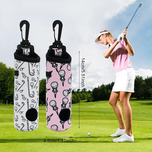 Golf Ball Holder and Tee Holder Carry Bag Pouch with Light Weight Hook Keychain Belt Clip Portable Accessories 2 Pack