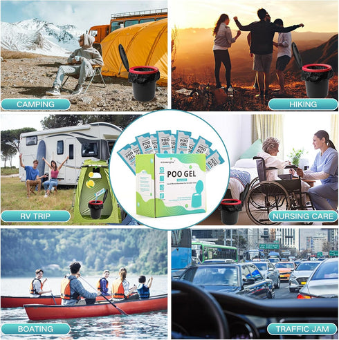 Portable Toilet Absorbent Gel - Poo Urine Powder for Camping, Outdoor, Hiking