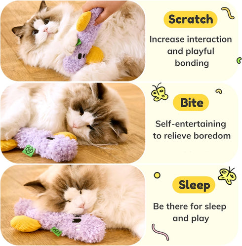 8.66 Cat Toy Kicker Pillows, Plush Catnip Cat Toy with Crinkle and Beep Sound, Interactive Toy for Kitten Feline Chew