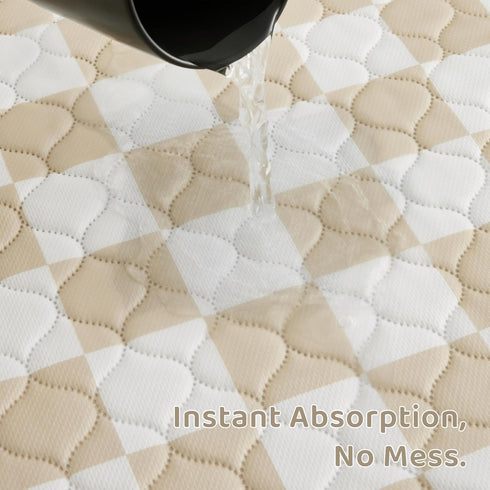 2 Pack Beige Checkered Washable Pee Pads for Dogs, Checkered Reusable Dog Pee Pads, for Puppy Playpen, Crate, Whelping