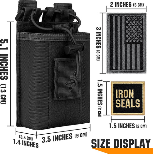 IronSeals Tactical Molle Adjustable Interphone Storage Bag, Outdoor Sports Radio Pouch for Two Ways Walkie-Talkie