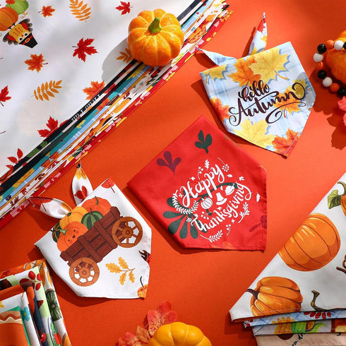 120 Sanwuta Pcs Fall Dog Bandanas Bulk Thanksgiving Dog Bandanas Adjustable Pumpkin Pet Bibs Triangle Scarf Holiday