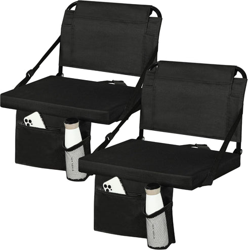 Stadium Seats for Bleachers - Soft Cushion with Back Support, Includes Cup Holder & Zipper Pocket