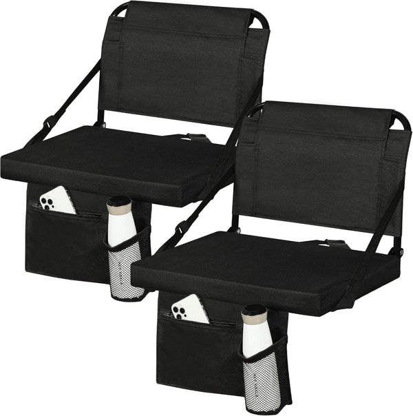 Stadium Seats for Bleachers - Soft Cushion with Back Support, Includes Cup Holder & Zipper Pocket