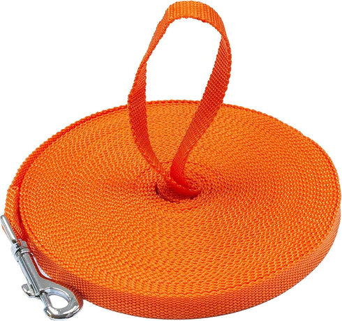 Downtown Pet Supply Long Dog Leash, 20 ft, Nylon, Orange, for Training & Obedience