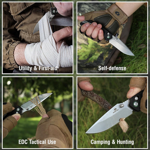 Mossy Oak Folding Pocket Knife - 4" Stonewash Tactical Knife with G10 Handle for Camping