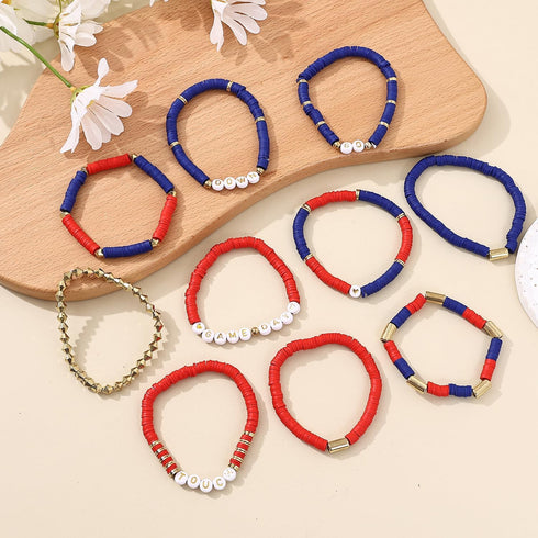 10 Pack Cooluckday Game Day Bracelets for Women Football Stackable Charm Sports Bracelets Game Day Friendship Jewelry