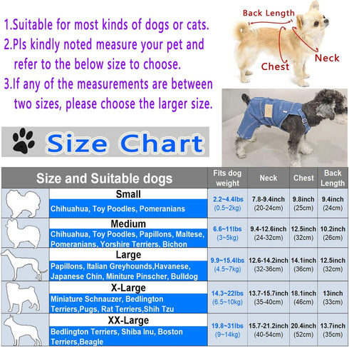 Dog Shirts Clothes, Denim Overalls for Small Medium Dogs & Cat, Comfortable Puppy Costumes, Dog Denim Shirts (XL)