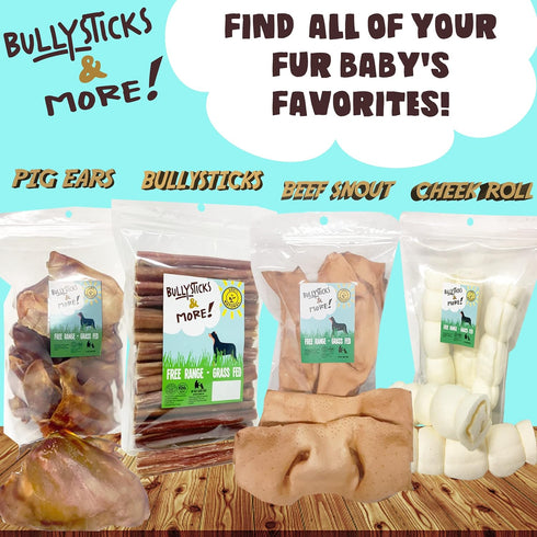 BULLYSTICKS & MORE 8-10 Inch Smoked Beef Cheek Snouts for Dogs (Extra Thick-3 Count) - No Hide Bones for Dogs