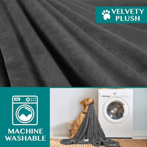 PetAmi Dog Blanket Dark Gray, for Medium Large Dogs, Soft Reversible Washable Couch Cover 40x60