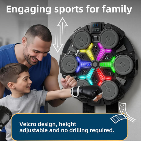 YOULEBITOYS 3 Music Boxing Machine for Kids, Wall Punching Pad with Gloves, Speed Modes, Bluetooth, Smart, Beat Lights