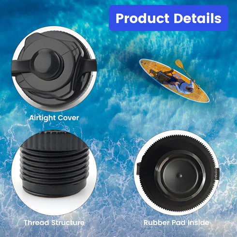 Inflatable Boat Air Valve, 2PCS Replacement Caps Boat Spiral Air Plugs One-Way Inflation for Inflatable Raft Boat Kayak