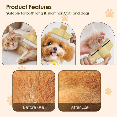 Ntrjtrss Flea Comb for Cats Dogs Brush for Shedding Self Cleaning Pet Comb Lice Comb Long & Short Stainless Steel Metal