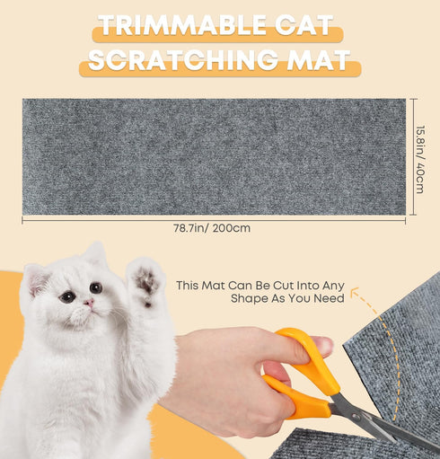 Trimmable Cat Scratching Mat, 78.7"x15.8" Self-Adhesive Cat Scratching Post Pad for Couch and Furniture