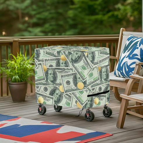 Xumfabuy 80 Rolling Cooler Cart Cover Dollar Print Ice Chest Cover Fits Most Outdoor Utility Cart and QT Drink Cooler