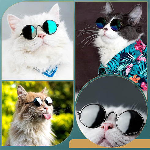 Dog Sunglasses Retro Pet Glasses, Classic Round Dog Glasses for Cats and Dogs, Photos Props Cosplay Costume (Black)