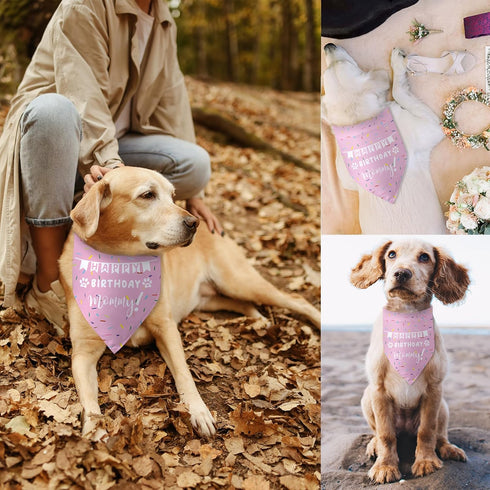 Happy Birthday Mommy Dog Bandana Scarf - Triangle Accessory Gifts for Dog Mom Lovers Birthday Party