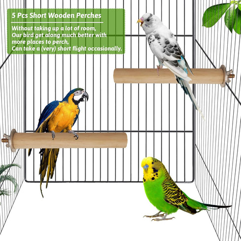 Hamiledyi Bird Perch for Cage, 5 Piece Set Natural Wood Perch for Small and Medium Birds