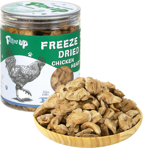 Freeze Dried Chicken Heart Pet Treats - High Protein Freeze-Dried Pet Food for Dogs, Cats, 3.2oz, Rawhide Free, Gluten